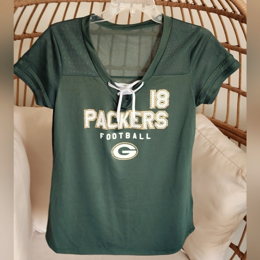 Green Bay Packers, Ladies Sz Large NFL, Pro Football #18 Cobb V-Neck Jersey